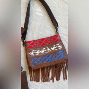 Catchfly brown fringe purse